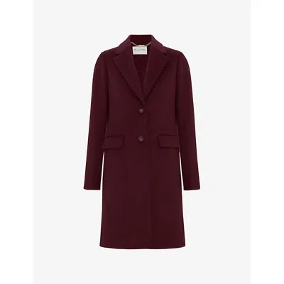 Phase Eight Womens Lydia Single-breasted Wool-blend Coat Burgundy In Burgundy