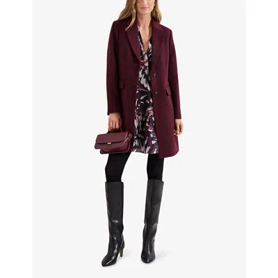 Phase Eight Womens Lydia Single-breasted Wool-blend Coat Burgundy In Burgundy
