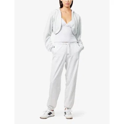 Bo+tee Womens Athleisure Cropped Stretch-jersey Hoody Fog Grey In Gray