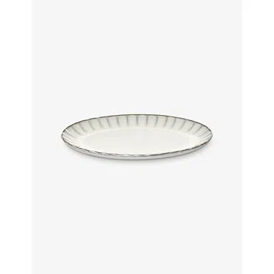 Serax Inku Oval Stoneware Plate 25cm White In White
