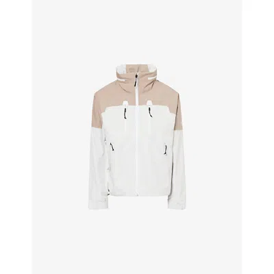 The North Face Womens Hooded Regular-fit Shell Jacket White Dune Mushroom Gre In Neutral