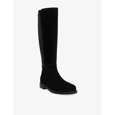 Dune Womens Tallo Suede Knee-high Boots Black Suede Eur 39 / 6 Uk In Black