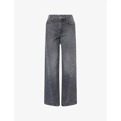 Marine Serre Womens  Moon Laser Baggy Denim Jeans In Gray