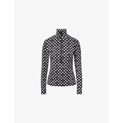 Goldbergh Womens Cuori Half-zip Stretch-jersey Ski Top 0024 Cuori Black Xs In Black