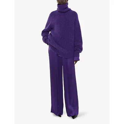 Joseph Womens Meslay High-neck Knitted Jumper Violet In Purple