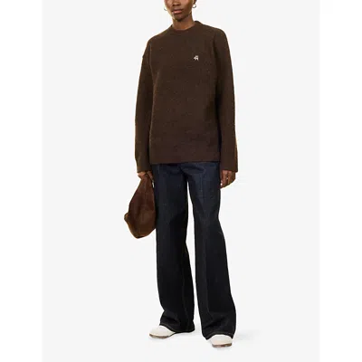 4th & Reckless Womens Brady Embroidered Knitted Jumper Chocolate In Brown