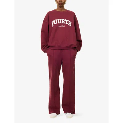 4th & Reckless Womens Fergie Straight-leg Cotton-jersey Jogging Bottoms Burgundy Xs In Pink