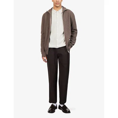 John Smedley Mens Buttoned Knitted Merino-wool Jacket Grey Fleece Xxl In Neutral