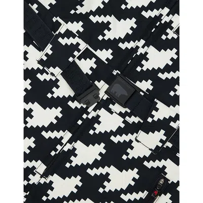 Perfect Moment Star Houndstooth Stretch-woven Ski Suit 8-14 Years B&w Houndstooth In Black