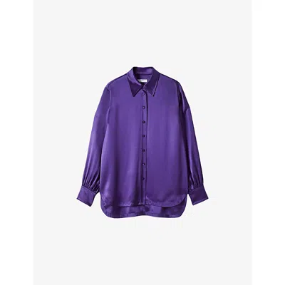 Joseph Womens Dieu Long-sleeved Satin Blouse Violet In Purple
