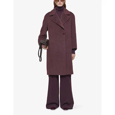 Joseph Yves Brushed Double Face Alpaca Coat In Brown