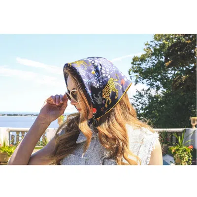 Jessie Zhao New York Double Sided Silk Scarf Of Amazon Rainforest Journey In Blue In Blue