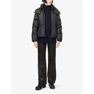 Moncler Womens Louviere Hooded Shell-down Jacket Black In Black