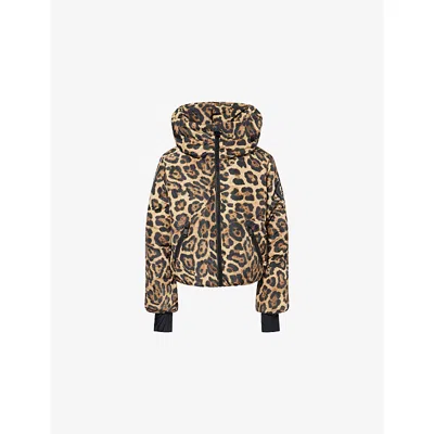 Goldbergh Pantera Leopard-print Hooded Padded Recycled Down Ski Jacket In Animal Print