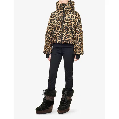 Goldbergh Pantera Leopard-print Hooded Padded Recycled Down Ski Jacket In Animal Print