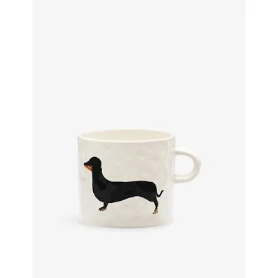 Anna + Nina Dachshund Ceramic Mug 13.5cm Multi In Black