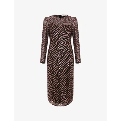 Phase Eight Womens Kate Sequin-pattern Woven Midi Dress Black Multi In Multi