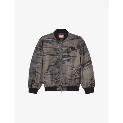 Diesel Mens J-kepes Logo-plaque Nylon Bomber Jacket 02 In Neutral