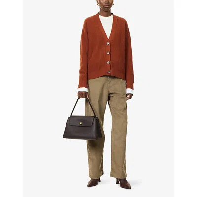 Jenni Kayne Womens Cropped Cashmere Knit Cardigan Cardigan Rust Xs In Orange