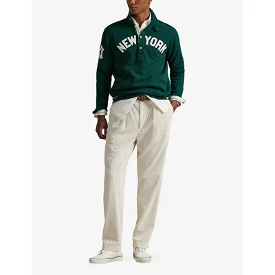 Polo Ralph Lauren Mens Yankees Spread-collar Cotton-blend Sweatshirt Moss Agate In Green
