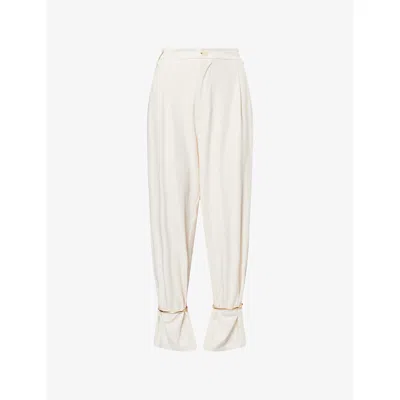 Darkpark Womens Phebe Cuffed Stretch-woven Trousers Off-white In Neutral