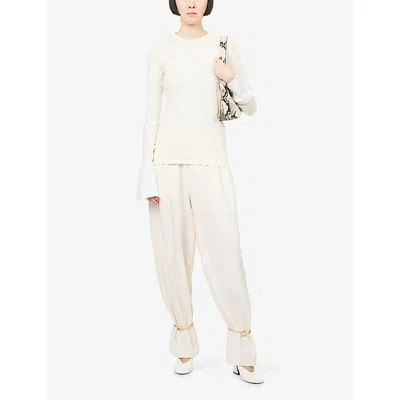 Darkpark Womens Phebe Cuffed Stretch-woven Trousers Off-white In Neutral