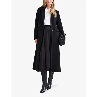 Phase Eight Womens Lydia Long Wool-blend Coat Black In Black