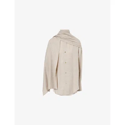 Darkpark Womens Georgia Scarf Wool Shirt Beige Xs In Neutral