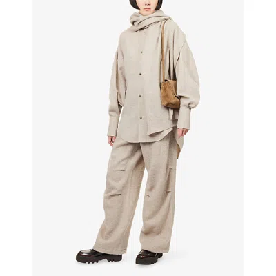 Darkpark Womens Georgia Scarf Wool Shirt Beige Xs In Neutral