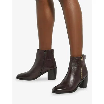 Dune Womens Purl Leather Heeled Ankle Boots Burgundy Leather Eur 37 / 4 Uk In Burgundy
