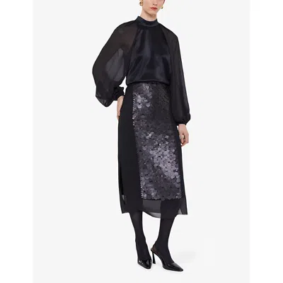 Joseph Womens Cave High-neck Satin Blouse Black