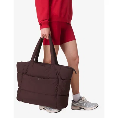 Sweaty Betty Womens Nimbus Cloud Woven Tote Bag Sable Brown In Burgundy