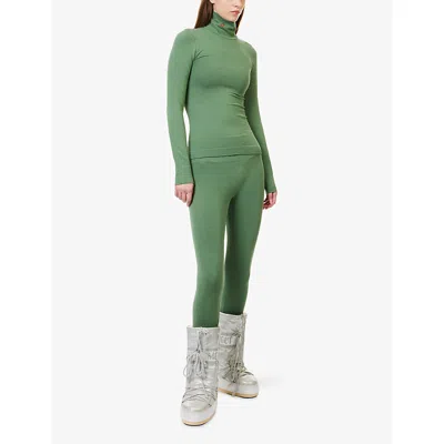 Perfect Moment Womens Seamless Thermal Modal And Cashmere-blend Leggings Parisian Green