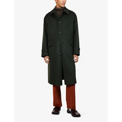 Dunhill Mens Loden Double-faced Wool-cashmere Blend Coat Loden Green Xl In Green