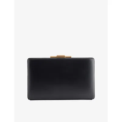 Victoria Beckham Womens Geometric Top-handle Leather Box Clutch Black In Black