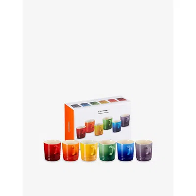 Le Creuset Rainbow Stoneware Coffee Mugs Set Of Six In Multi