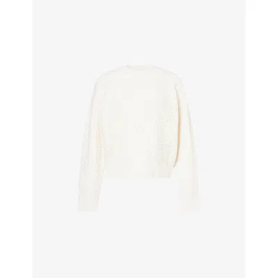 Perfect Moment Womens Crystal Crewneck Merino-wool Jumper Cream In White