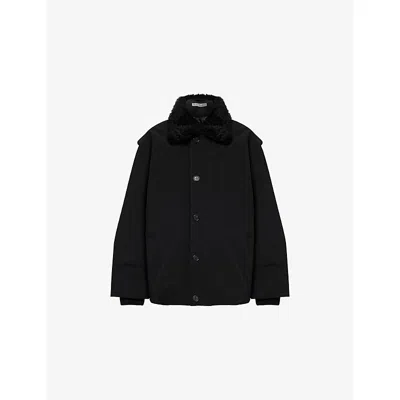 Acne Studios Mens Omanti Chamois Shearling-collar Nylon Jacket Black In Black