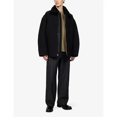 Acne Studios Mens Omanti Chamois Shearling-collar Nylon Jacket Black In Black
