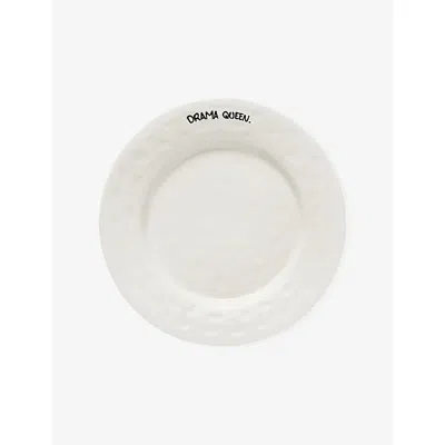 Anna + Nina Drama Queen Ceramic Plate 22cm White In White