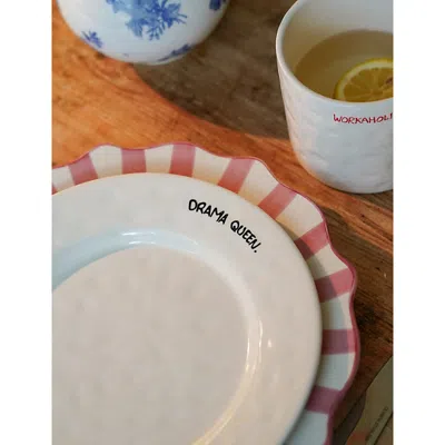 Anna + Nina Drama Queen Ceramic Plate 22cm White In White