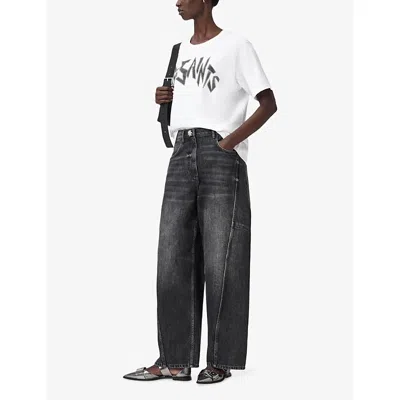 Allsaints Womens Zinc Logo-print Cotton T-shirt Optic White Xs In White