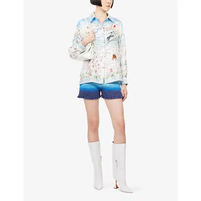 Casablanca Womens Classic Long-sleeves Silk Shirt Lhiver Fleuri In Multi