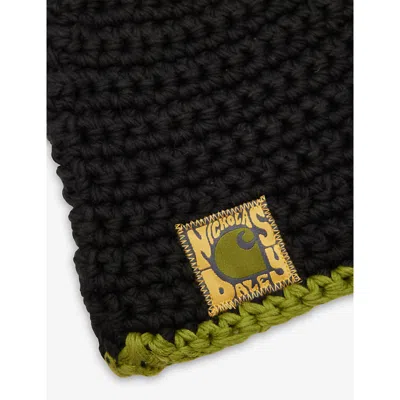 Carhartt Mens  Wip X Nicholas Daley Knitted Cotton Bucket Hat Nd Black Cedar Green In Black