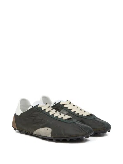 Maison Margiela Sneakers Sprinters In Suede And Leather With Vintage Finish In Black
