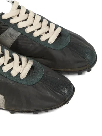 Maison Margiela Sneakers Sprinters In Suede And Leather With Vintage Finish In Black
