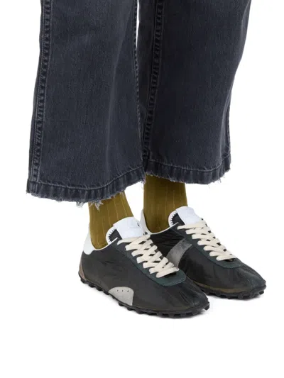 Maison Margiela Sneakers Sprinters In Suede And Leather With Vintage Finish In Black