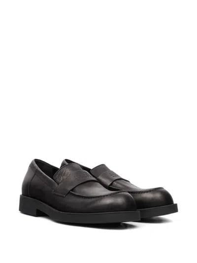 Mm6 Maison Margiela Black Calf Leather Bos Taurus Slip-on Loafers