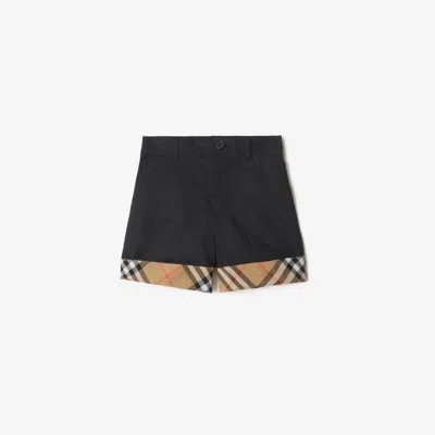 Burberry Childrens Check Turn-up Cotton Shorts In Blue