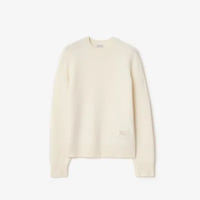 Burberry Elbow-patch Equestrian-knight Sweater In Neutral